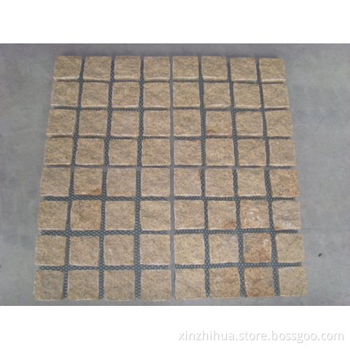 Beige Yellow Granite Cube Paving Tile